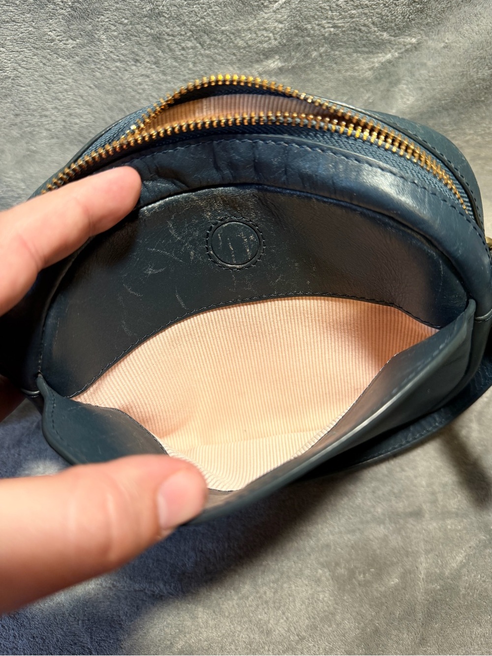 RADLEY LONDON Dark Blue Leather Crossbody with Gold Hardware - Picture 8 of 10